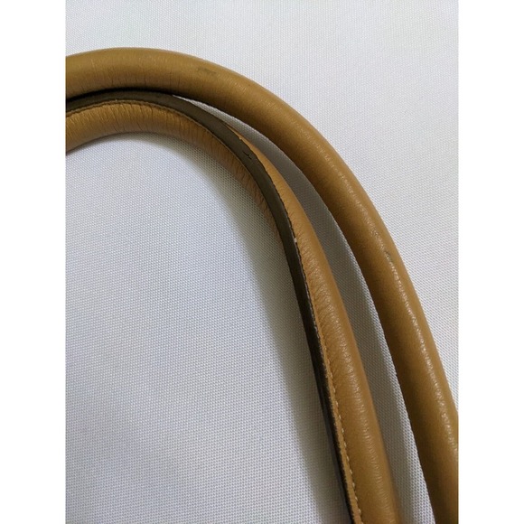 HYPE Genuine Leather Tan Satchel Hobo Bag Purse Studs Studded Bronze Hardware - Picture 9 of 9